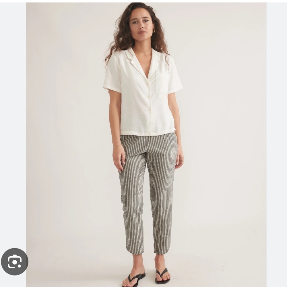 Marine Layer Alllison Black and White Stripe Ankle Cropped Pants Small